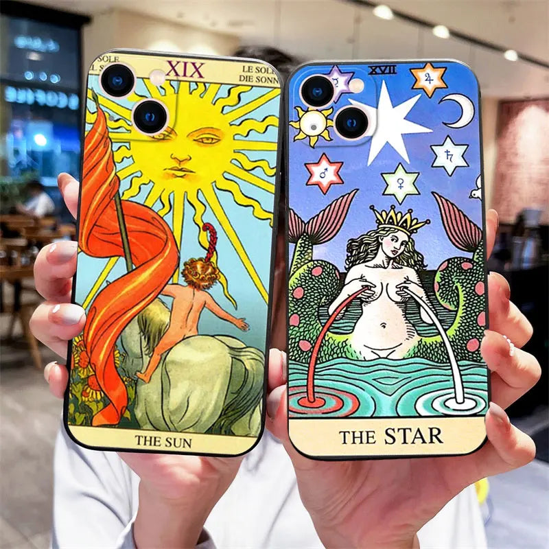 Moon Star Sun Tarot iPhone Case – Shockproof Silicone Cover iPhone Silicone Case PLUSH