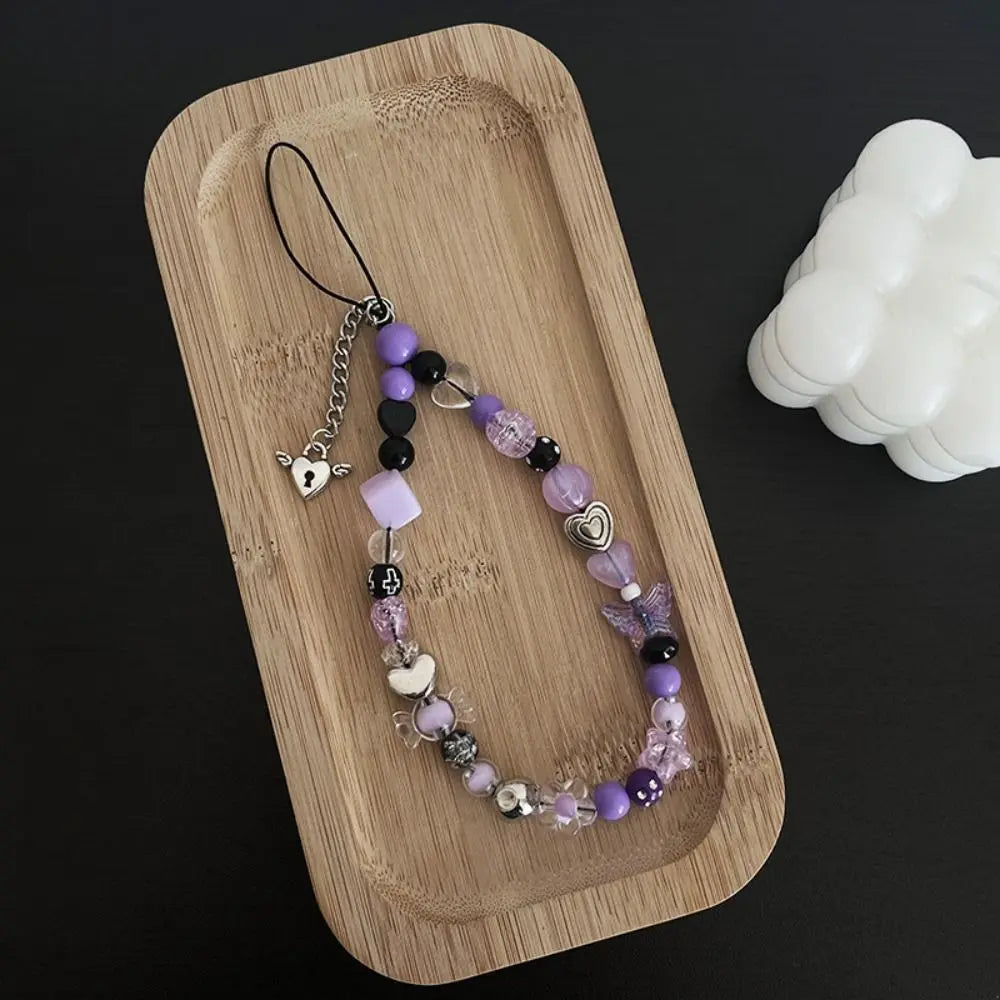 Y2K Burst Beads Phone Chain & Keychain – Colorful Mix Beaded Keychain Charm PLUSH Style A