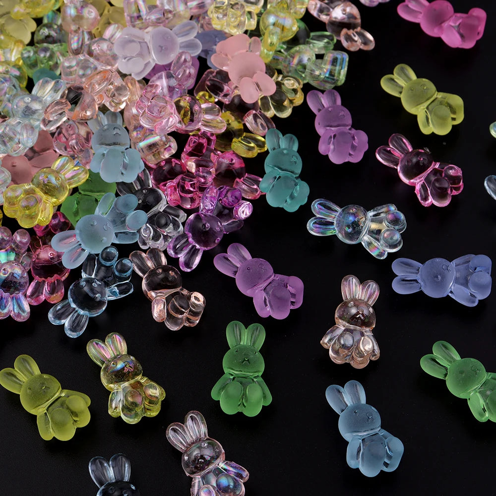 30pcs Acrylic Cartoon Rabbit Beads 24x14mm – DIY Jewelry Acrylic Spacer Beads PLUSH