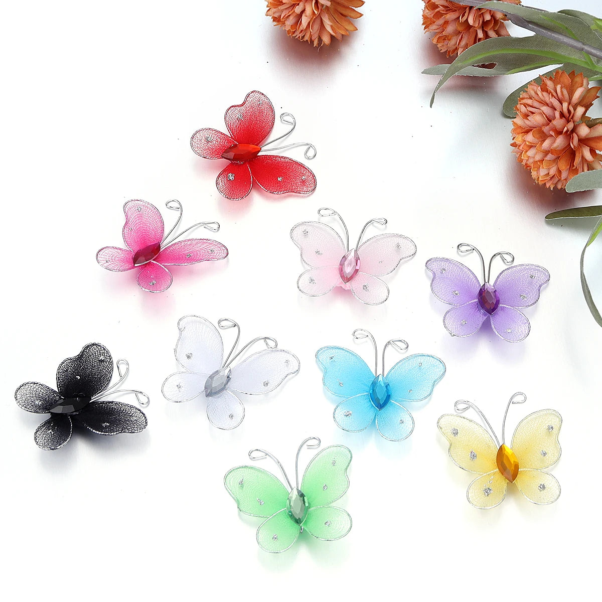 10pcs Organza Butterfly Appliques – DIY Jewelry & Craft Patches Fabric Applique Patches PLUSH