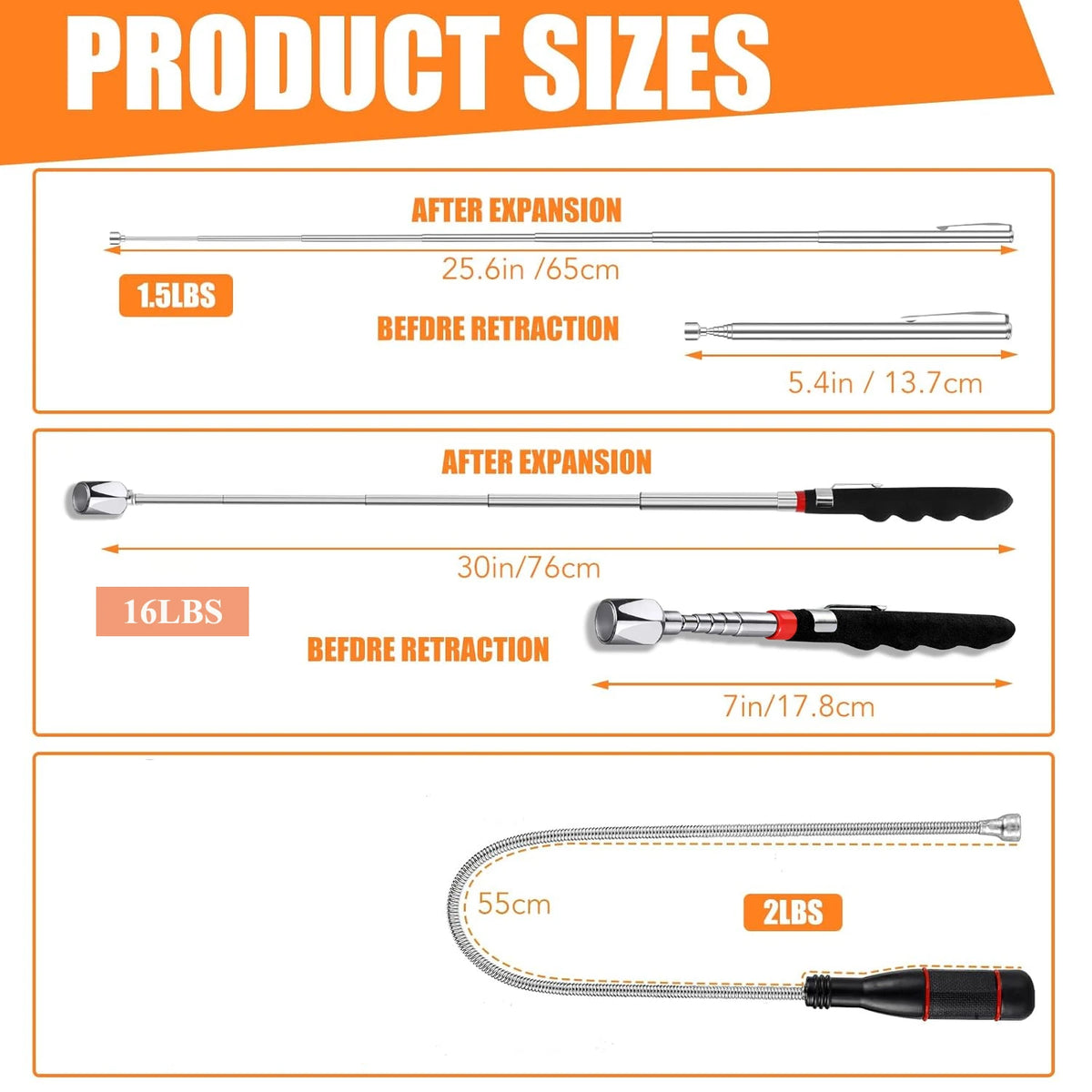 Telescoping Magnetic Pickup Tool – Extendable Magnet Stick Magnetic Pickup Tool PLUSH