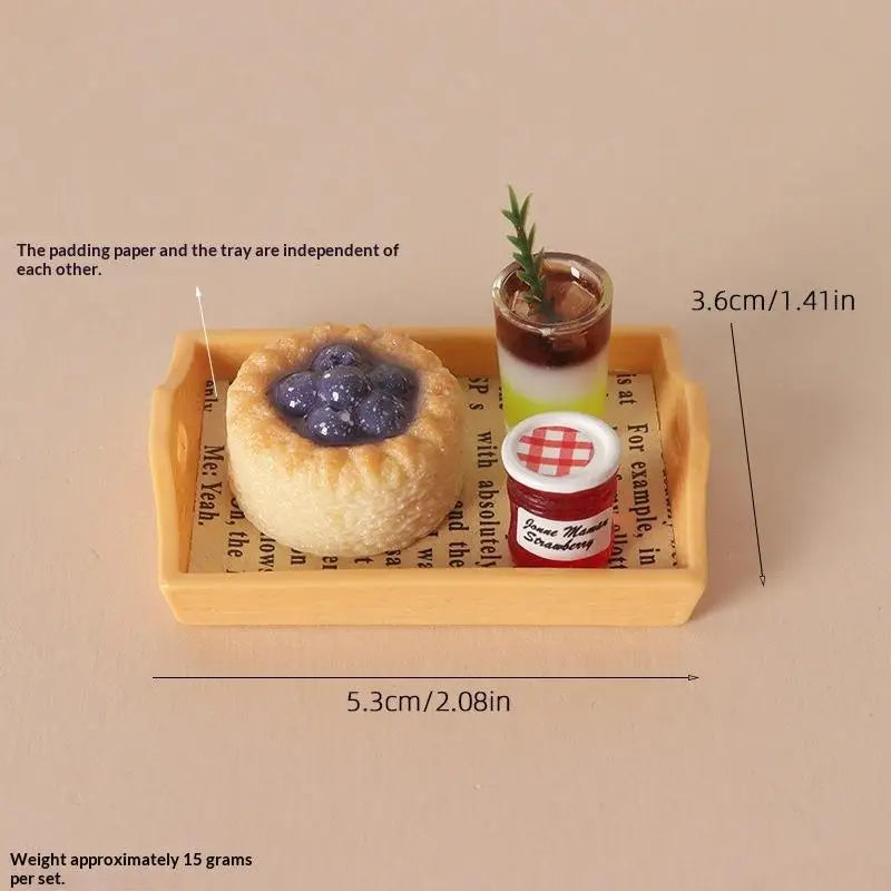 Miniature Coffee & Pastry Set – 1:12 Dollhouse Diorama Decor Dollhouse Accessory Set PLUSH A8