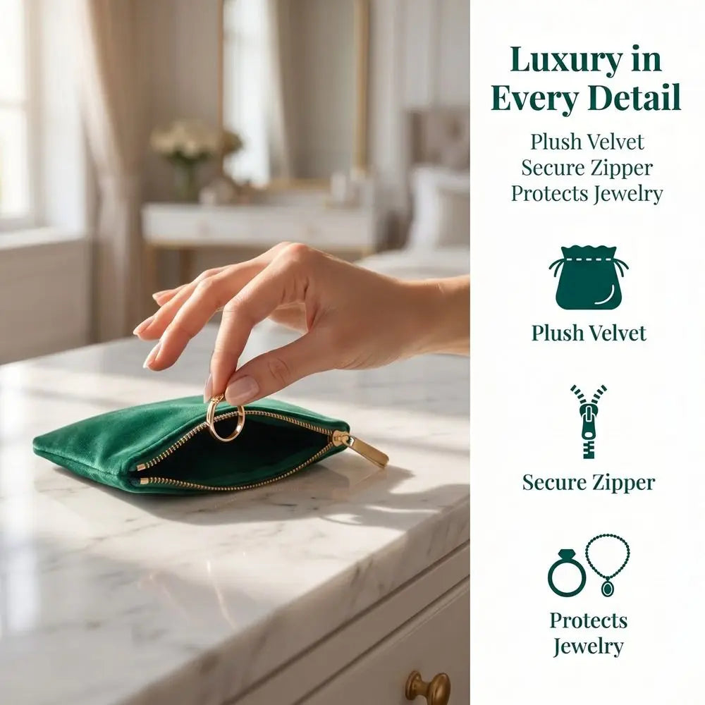 Velvet Zipper Jewelry Pouch | Soft Flannelette Storage Bag Jewelry Storage Pouch PLUSH
