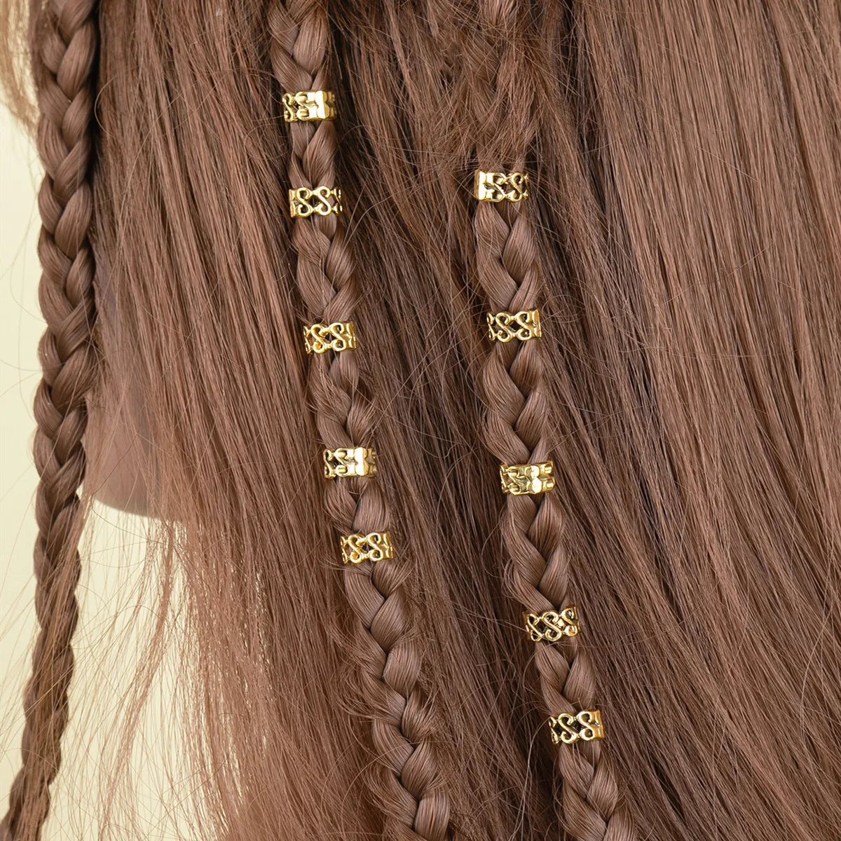 10pc Retro Gold Dreadlock Beads – Hair Braid Cuff Rings Hair Braid Beads PLUSH