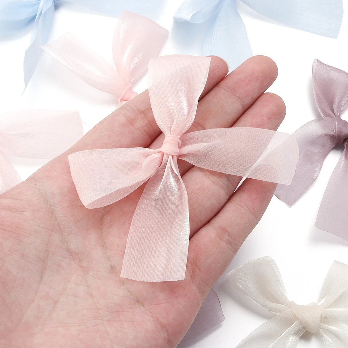 5pcs Satin Ribbon Bows 7x8cm – Multicolor Bowknot Craft Décor Craft Ribbon Bows PLUSH