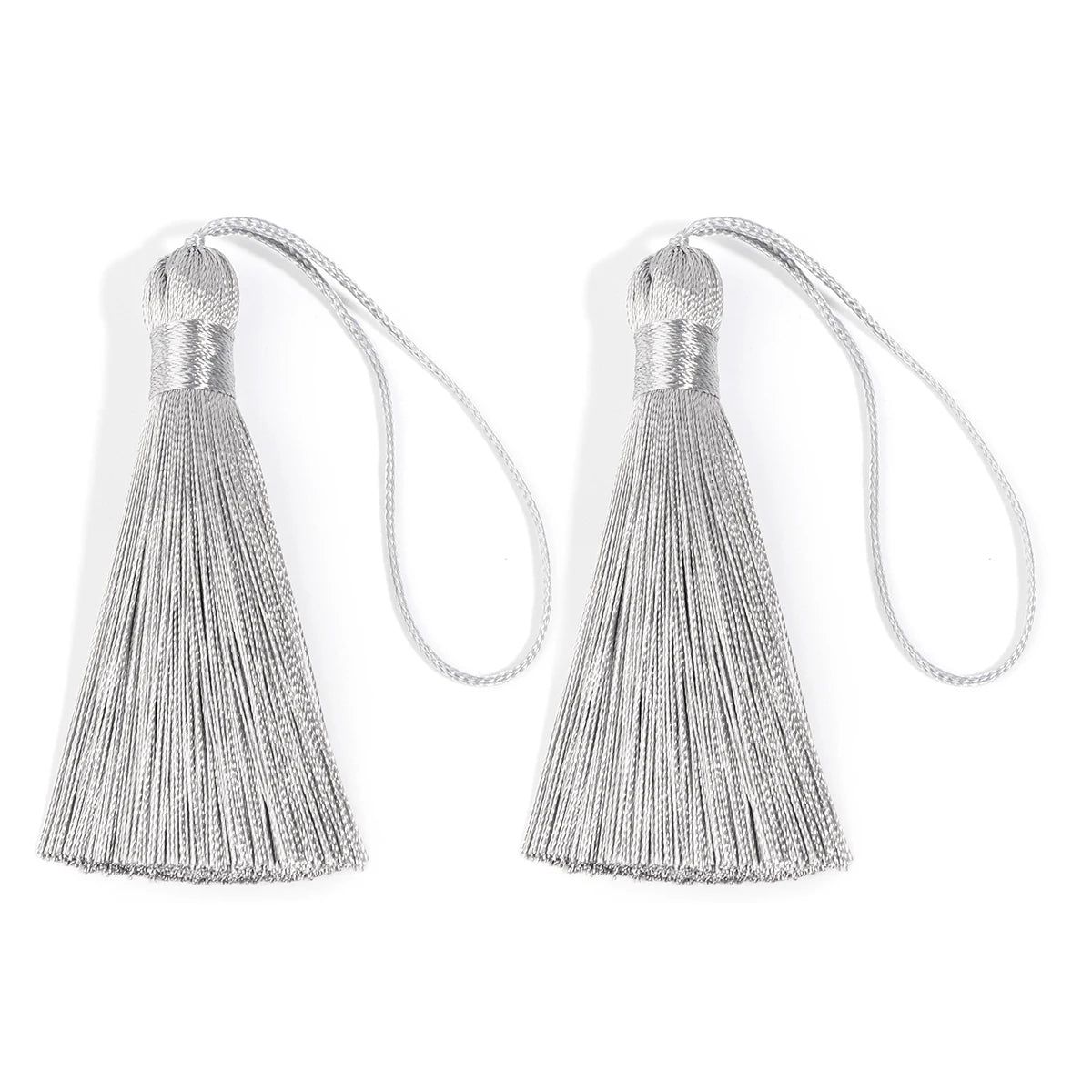 6pcs Colorful Silky Tassel Pendants – DIY Jewelry & Home Decor Tassel Fringe Pendant PLUSH gray