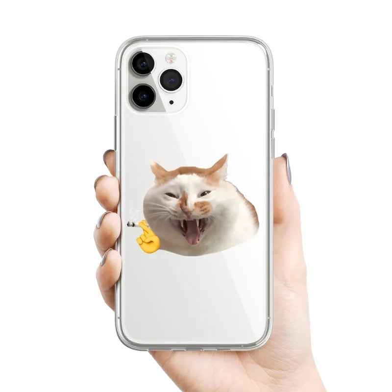 Cute Cartoon Cat Clear iPhone Case – Funny Kitten Cover Clear Phone Case PLUSH