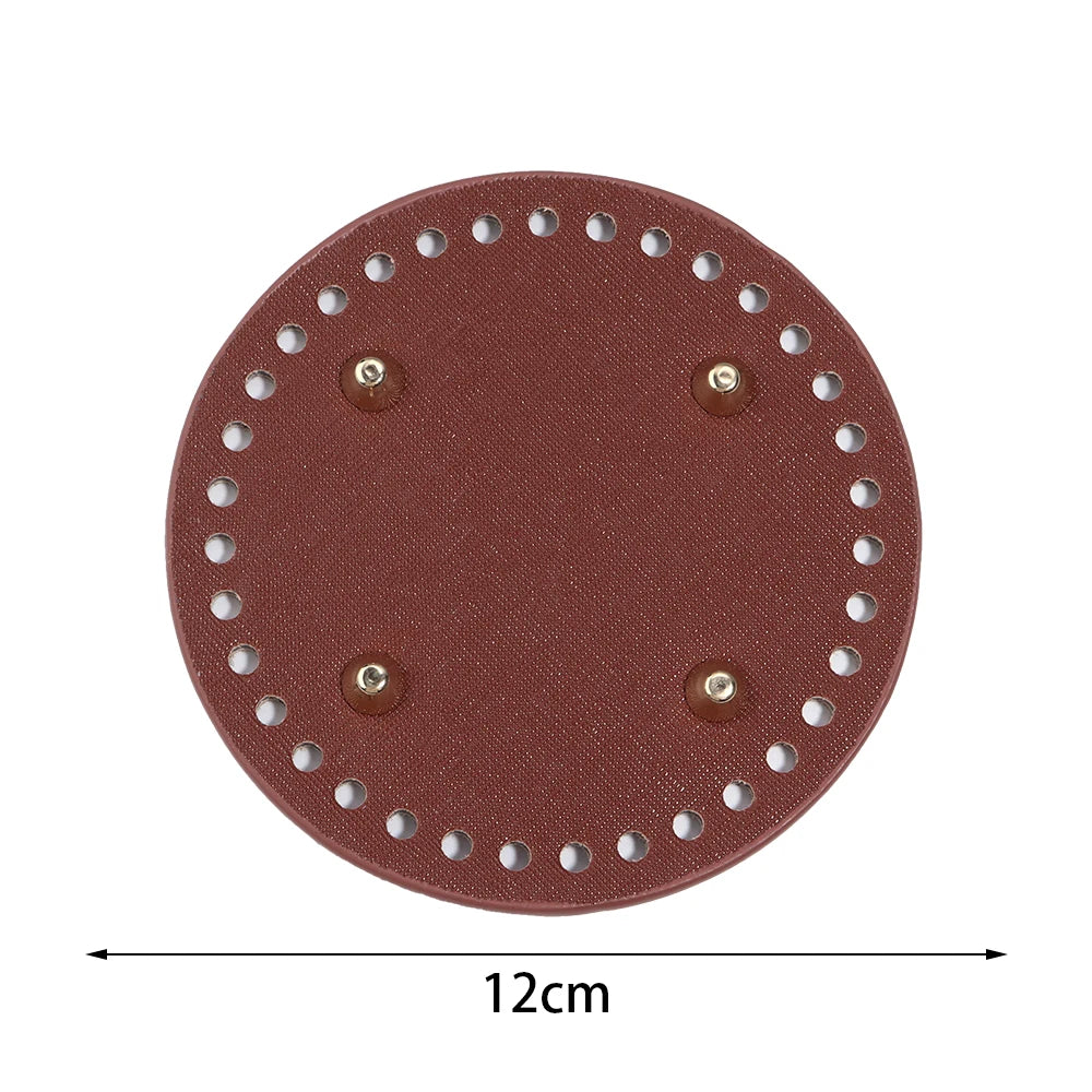 Round PU Leather Bag Base with Rivets – 12/15/18cm DIY Handbag Bag Making Base PLUSH brown 12cm