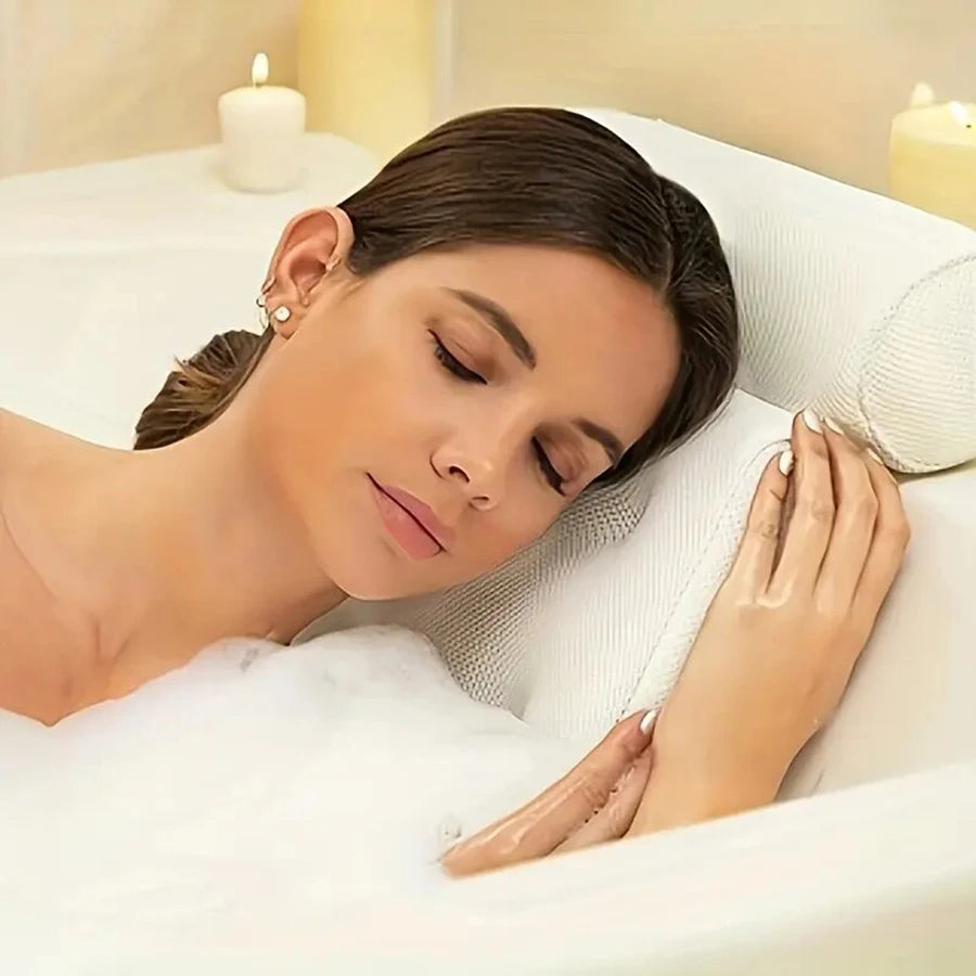 Spa Bathtub Pillow with Anti-Slip Suction Cups | Neck & Back Bathtub Spa Pillow PLUSH
