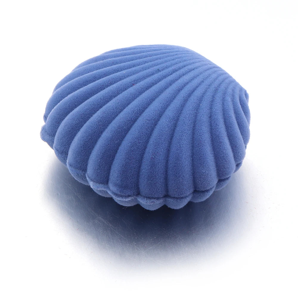 Shell Shape Velvet Jewelry Box – Ring, Earring & Gift Storage Jewelry Gift Box PLUSH Purple Blue