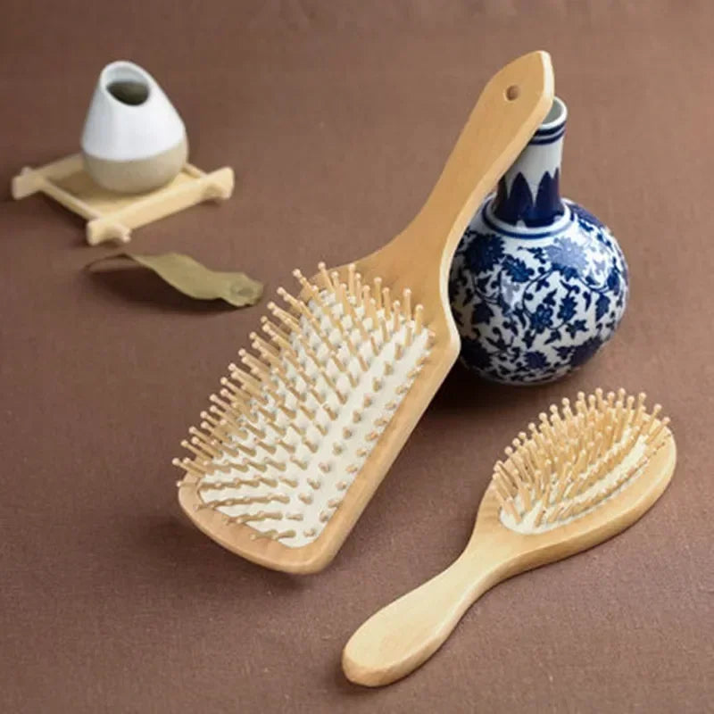 Bamboo Wood Hair Brush & Scalp Massage Comb | Natural Care Hair Brush Comb PLUSH