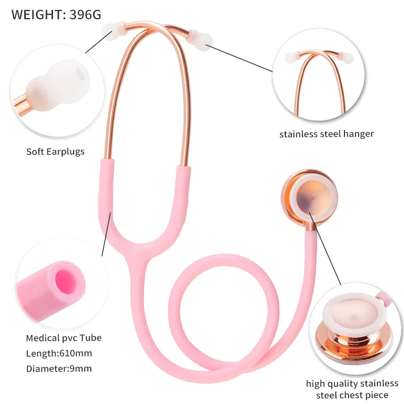XceeFit Single Head Cardiology Stethoscope – Doctors & Nurses Medical Stethoscope PLUSH Pink-Rose Gold United States