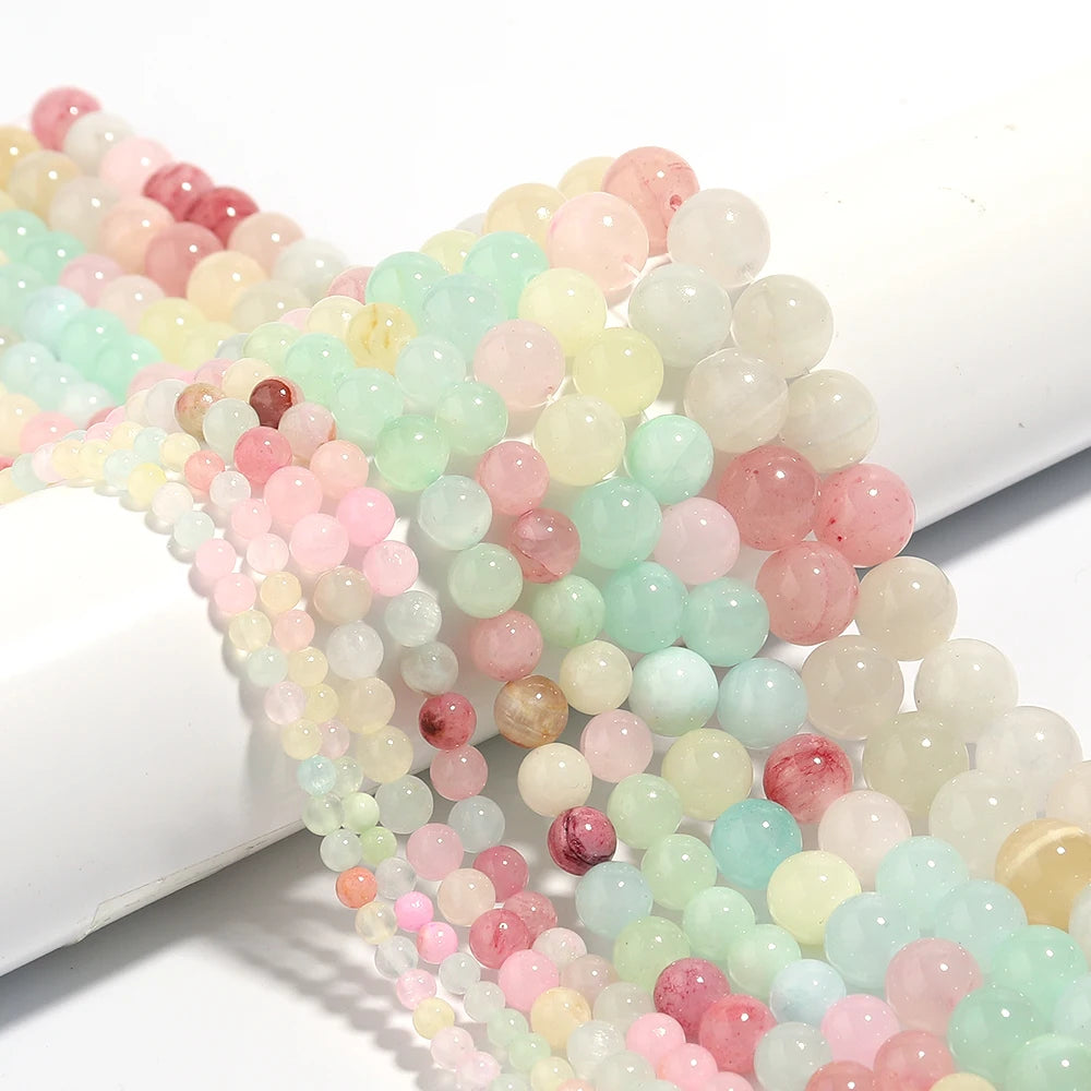 Colorful Jade Stone Round Spacer Beads – DIY Jewelry (1 Strand) Natural Stone Beads PLUSH