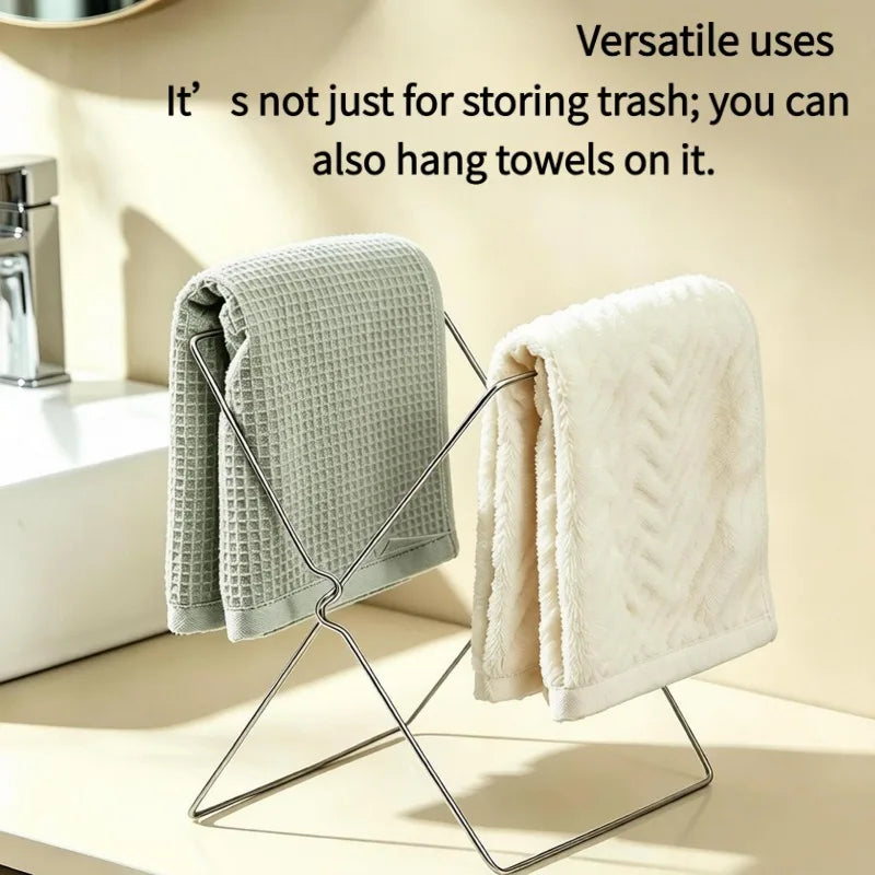 Collapsible Stainless Steel Trash Bag Holder Kitchen Organizer Kitchen Storage Rack PLUSH