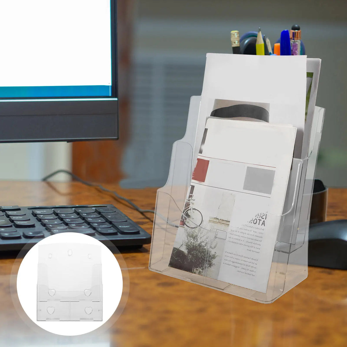 Acrylic Wall & Desk File Holder – A4 Paper Organizer Rack Acrylic File Holder PLUSH