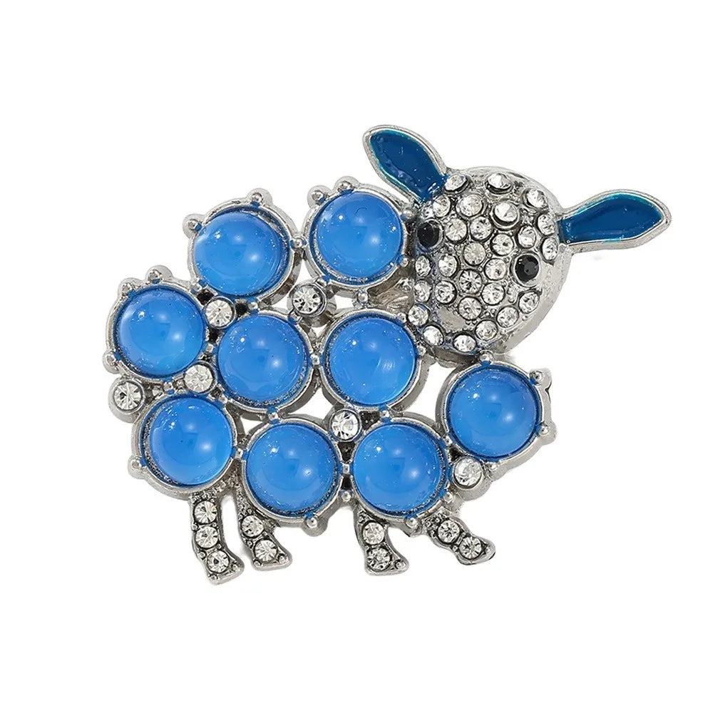 Vintage Zodiac Sheep Enamel Brooch | Rhinestone Lamb Lapel Pin Enamel Brooch PLUSH Style B