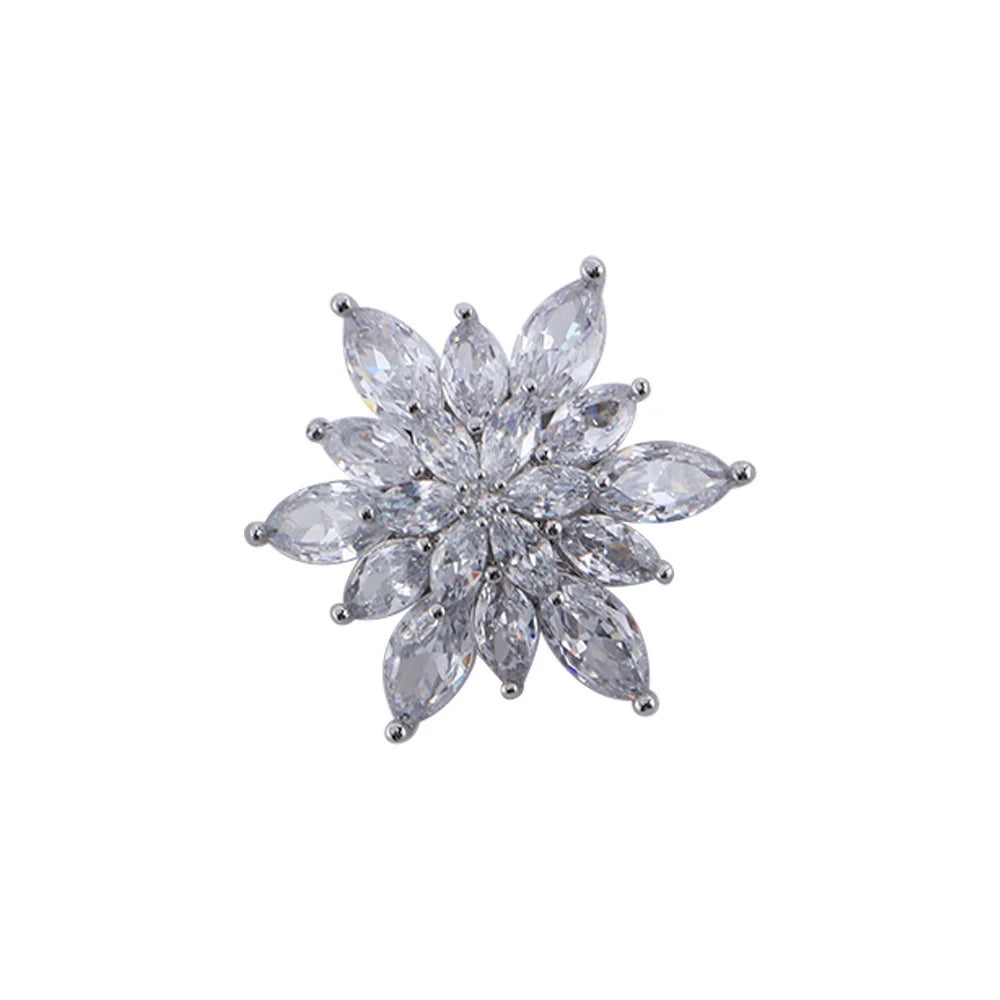 Women's Snowflake Rhinestone Brooch Pin – Zircon Silver Jewelry Rhinestone Brooch Pin PLUSH Silver