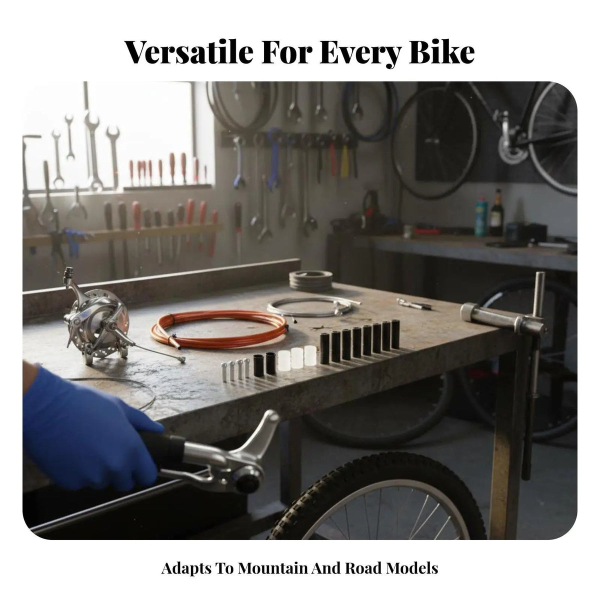 Complete Bicycle Cable Kit – Brake & Gear Shift Wire MTB Road Bicycle Cable Kit PLUSH White