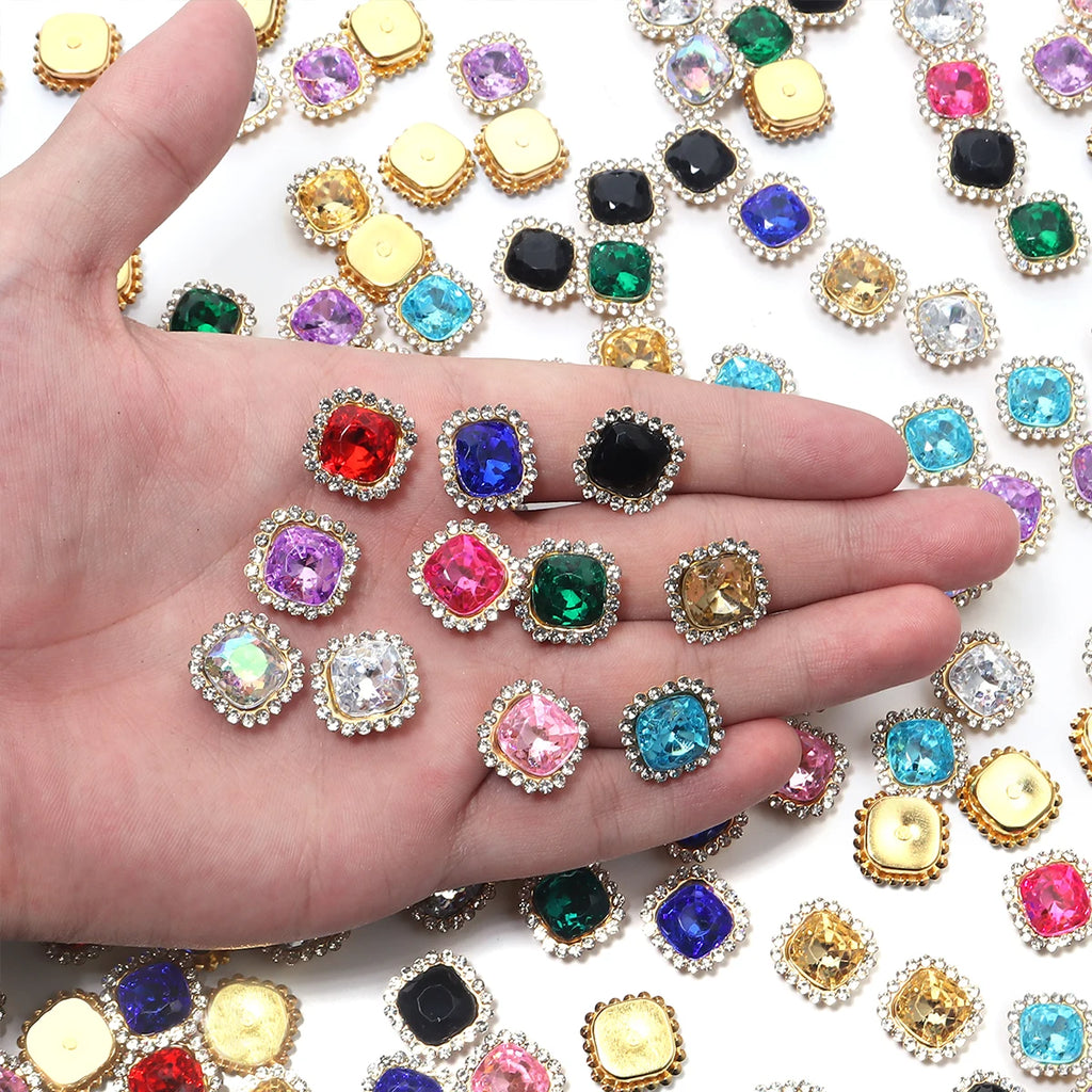 20pcs Square Sunflower Sew-On Acrylic Rhinestones – DIY Crafts Sew-On Rhinestones PLUSH
