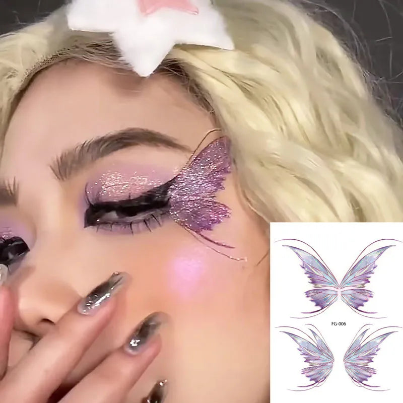 Purple Fairy Butterfly Glitter Temporary Tattoo Stickers