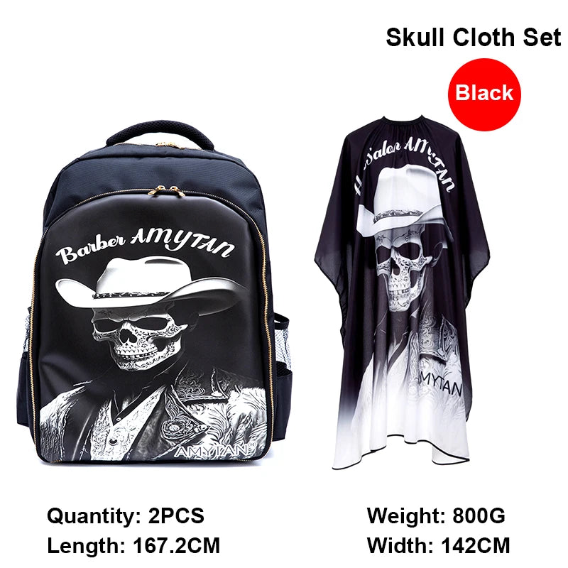 Waterproof Skull Hairdressing Cape & Bib Set – Hair Dye Hairdressing Cape Set PLUSH 2pcs set-F