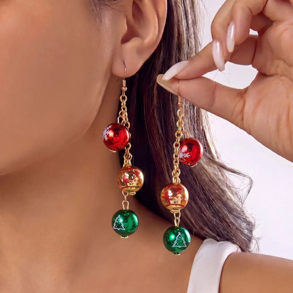 Rhinestone Snowflake Christmas Drop Earrings | Festive Dangle Christmas Drop Earrings PLUSH