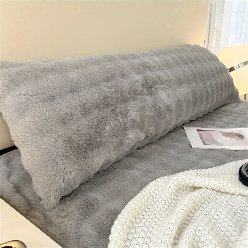 Plush Coral Fleece Pillowcase | Soft Envelope Closure Cover Plush Pillowcase PLUSH Grey 48x150cm