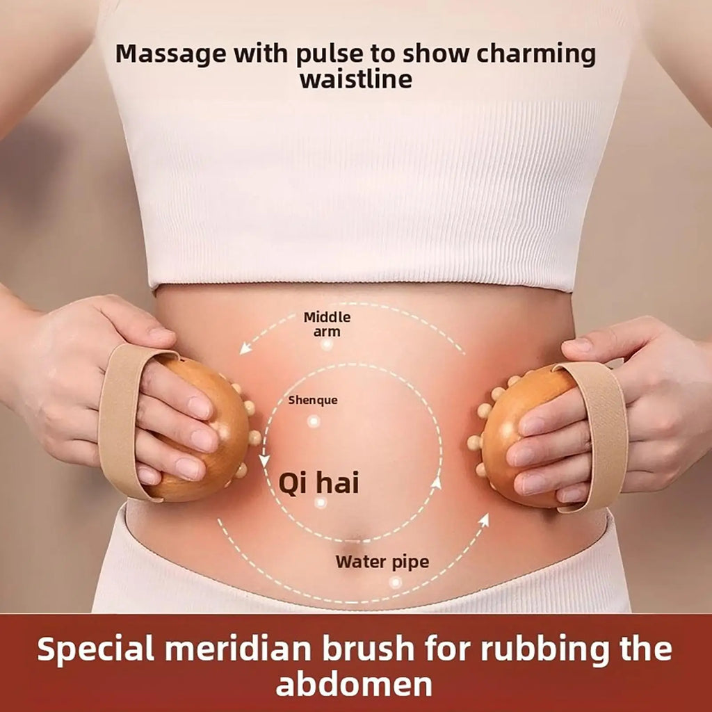 Wood Body Massage Brush – Scalp, Belly & Full Body Massager Body Massage Brush PLUSH