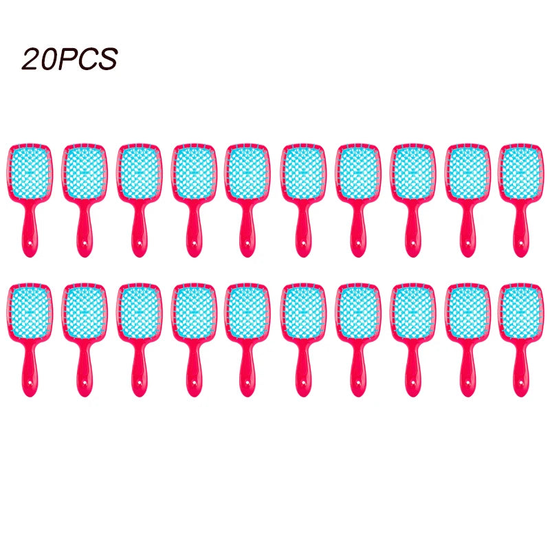 10/20pcs Hollow Out Detangling Hair Comb – Elastic Bristles Detangling Hair Comb PLUSH E-20PCS