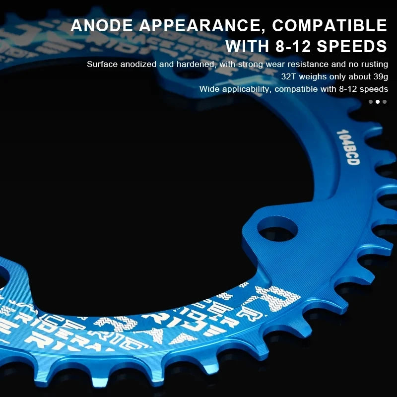 RIDERACE 104BCD Narrow Wide Chainring 32T-38T MTB Single Plate MTB Chainring PLUSH