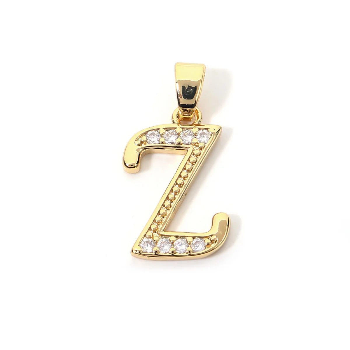 Metal A-Z Zircon Initial Letter Charm Pendant – DIY Jewelry Initial Letter Charm PLUSH Z 10X16mm