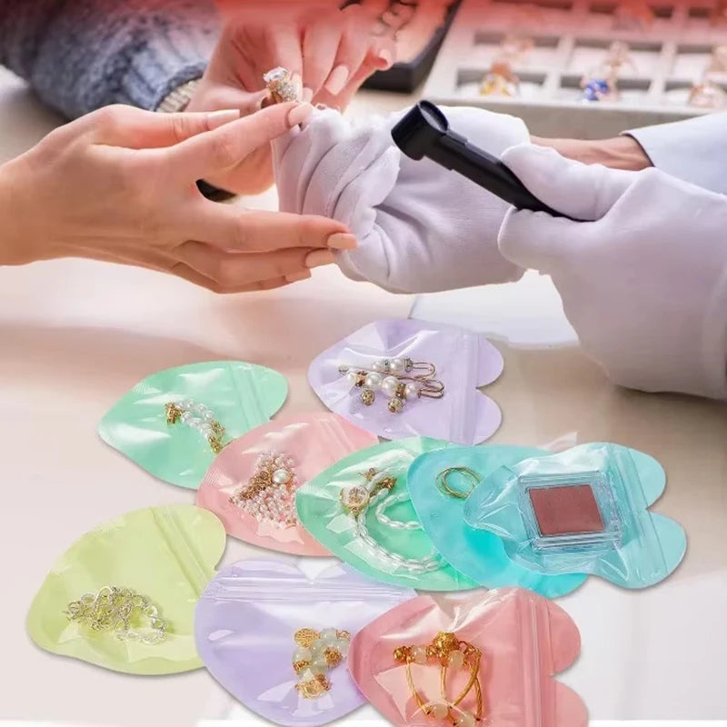 Heart-Shaped Self-Sealing Jewelry Bags – Clear Gift Packaging Jewelry Packaging Bags PLUSH