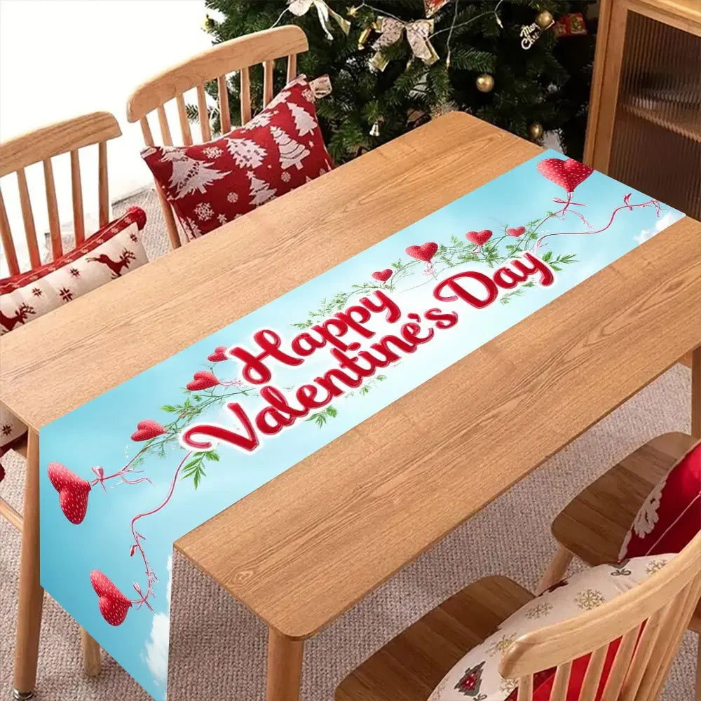 Valentine's Day Table Runner – Heart Balloon Print | 3 Sizes Holiday Table Runner PLUSH