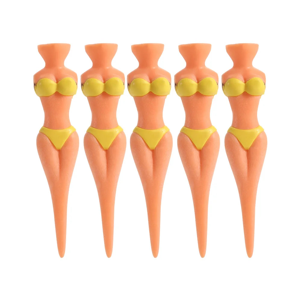 Bikini Lady Novelty Golf Tees 5pcs – Fun Golf Accessories Novelty Golf Tees PLUSH yellow