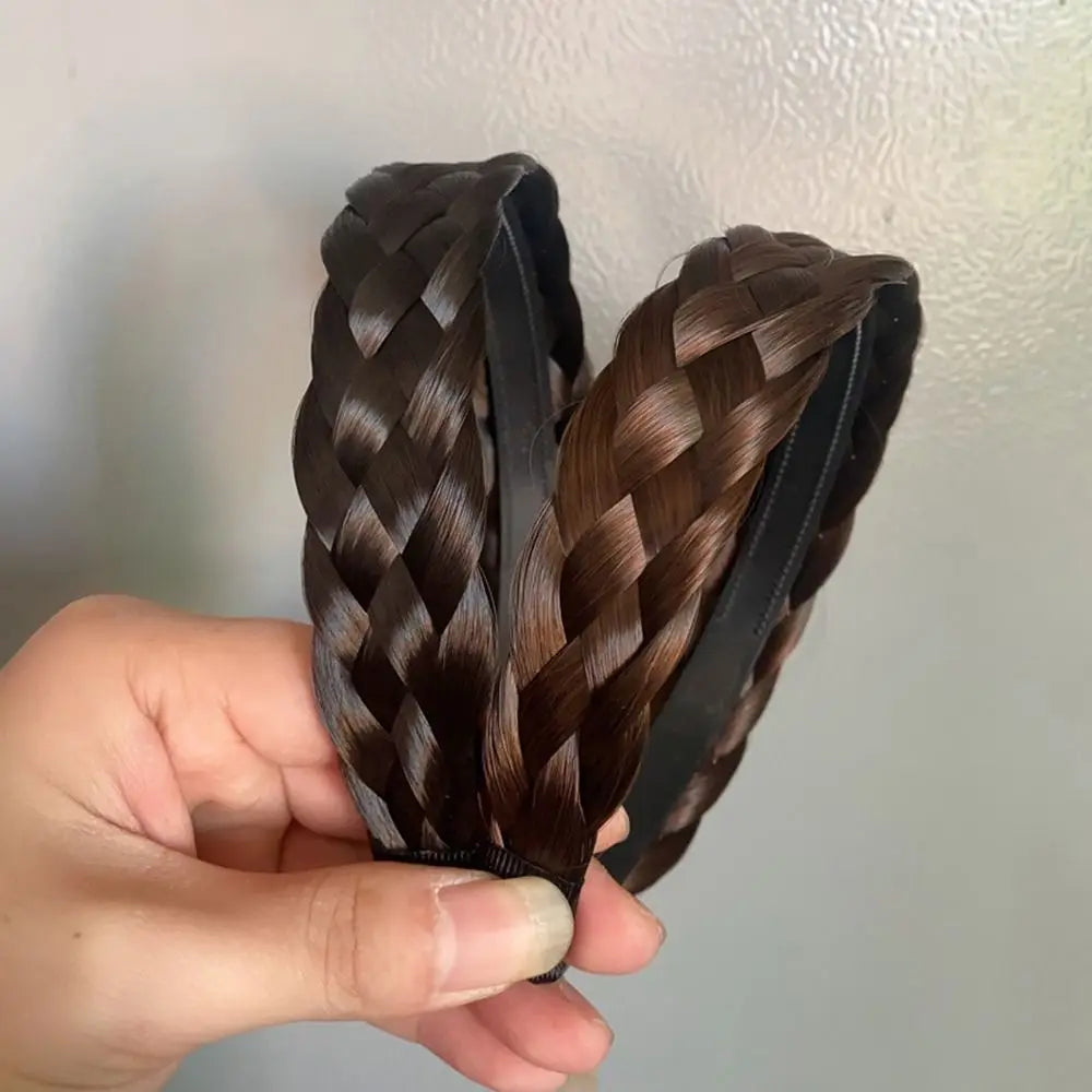 Wide Twist Braided Wig Headband for Women – Korean Style Hair Headband PLUSH