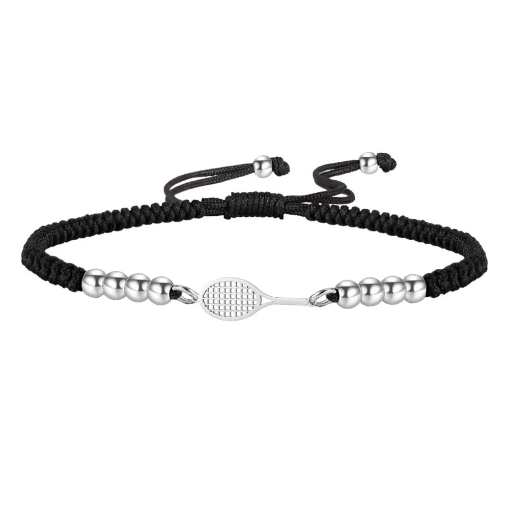 Tennis Racket Bracelet – Stainless Steel Sport Bangle Sport Chain Bracelet PLUSH Style 9