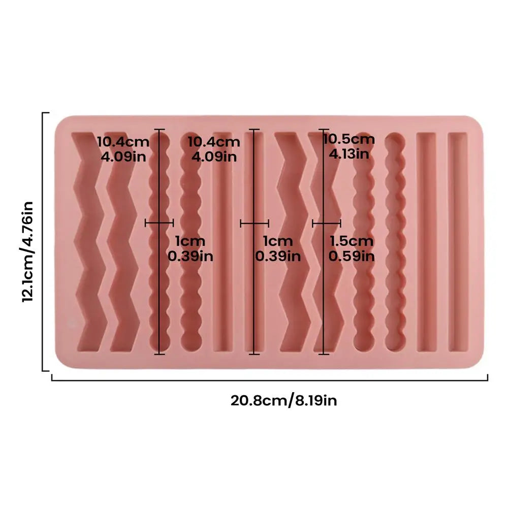 Silicone Chocolate Bar Mold 12-Cavity Long Strip Baking Tray Silicone Baking Mold PLUSH Pink