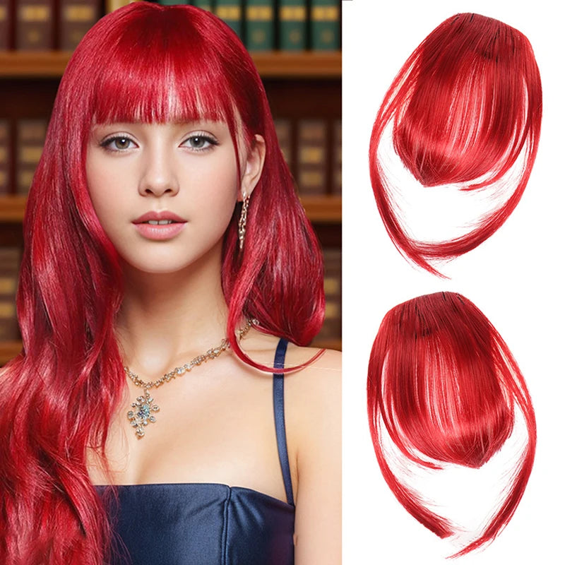 Clip-In Synthetic Air Bangs & Sideburns Hairpiece Black Brown Clip-In Hair Bangs PLUSH 12