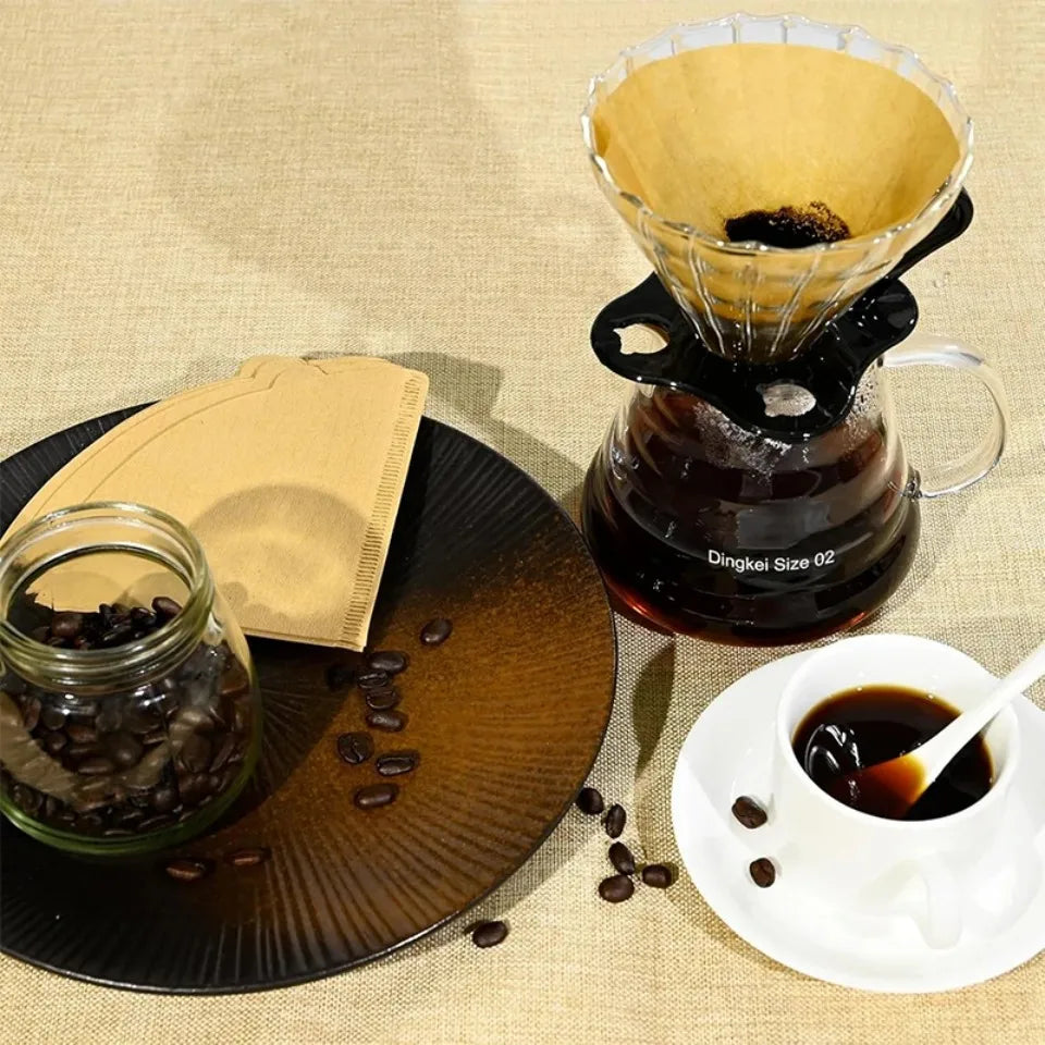 50/100pcs Disposable Wood Pulp Cone Coffee Filter Papers Coffee Filter Papers PLUSH