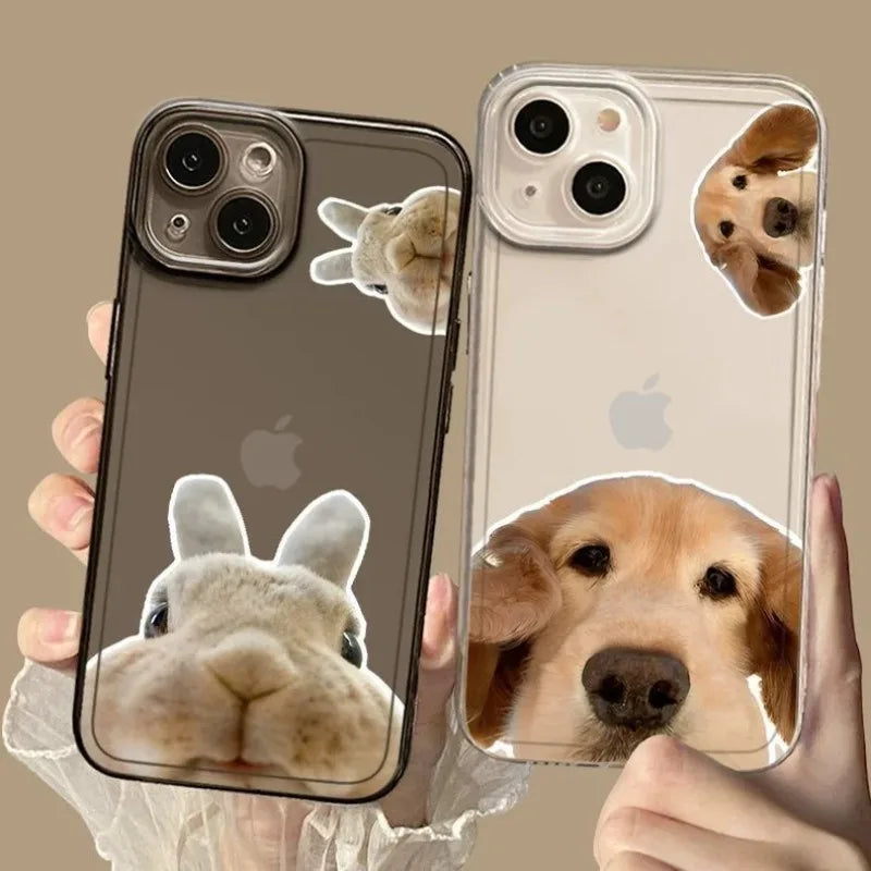 Cute Cartoon Dog Rabbit Clear iPhone Case – Couples Cover Phone Case PLUSH