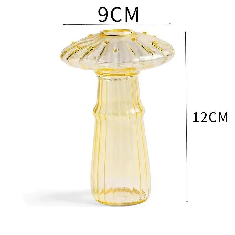 Transparent Glass Mushroom Vase – Hydroponic Planter Decorative Glass Vase PLUSH B