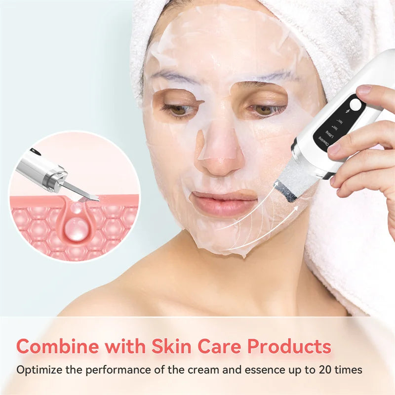 Ultrasonic Skin Scrubber Face Spatula – Pore & Blackhead Cleaner Facial Cleansing Device PLUSH