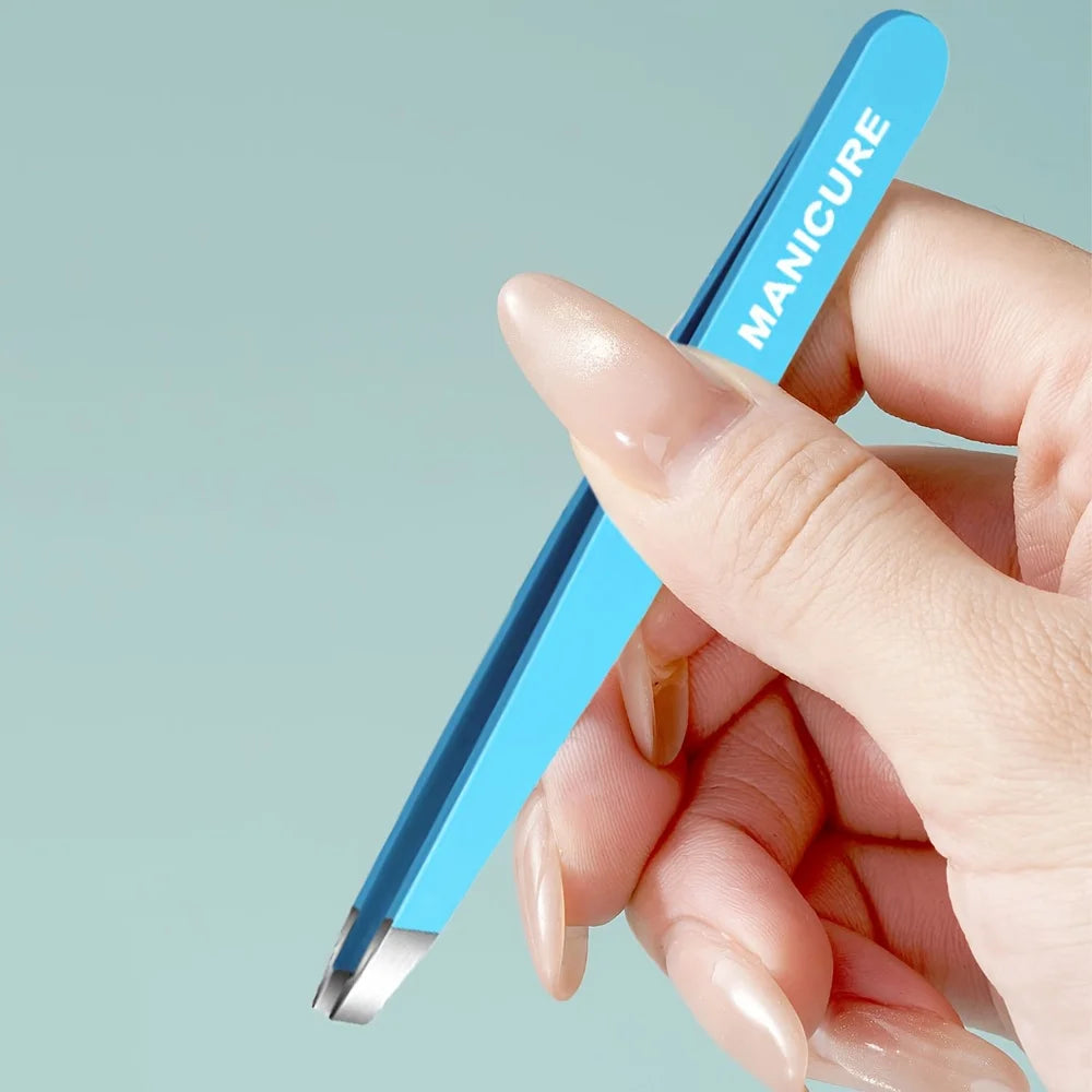 Ouriner Stainless Steel Slant Tweezers Set – Precision Brow Tool Eyebrow Tweezers Set PLUSH