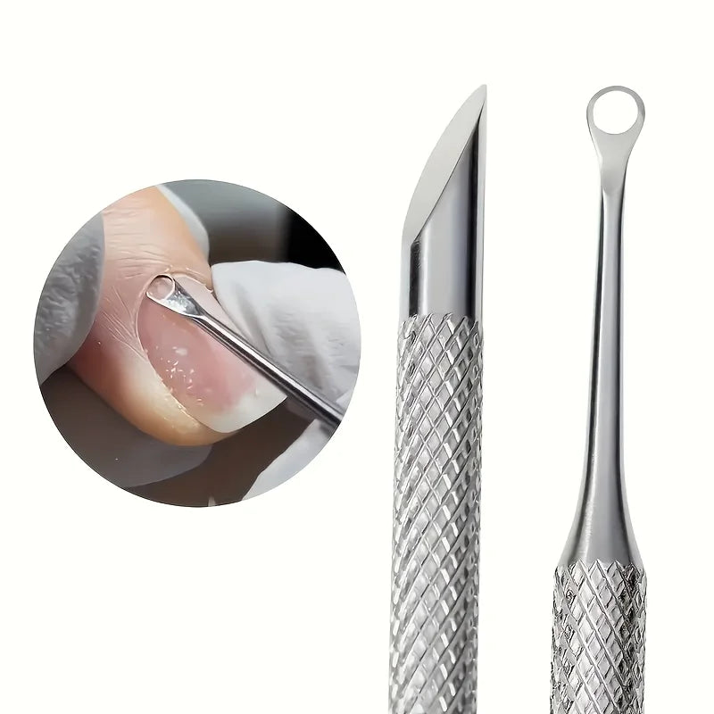 2pcs Stainless Steel Cuticle Pusher & Nail Trimmer Set Nail Care Tool PLUSH