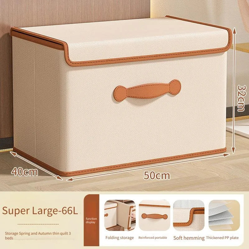 Oxford Fabric Covered Storage Box – Wardrobe Home Organizer Fabric Storage Box PLUSH Beige 40x50x32cm