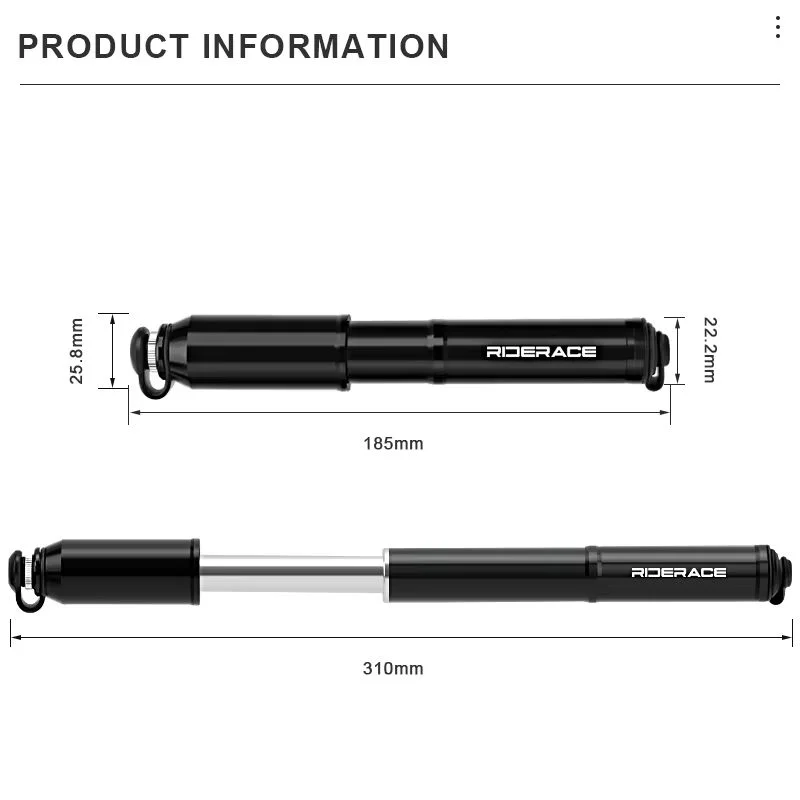 Portable Mini Bike Pump – Schrader & Presta Valve, High Pressure Bicycle Hand Pump PLUSH