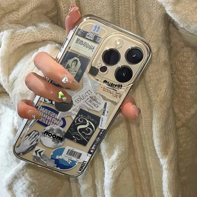 Montage Newspaper iPhone Case – Shockproof Soft Cover iPhone Phone Case PLUSH