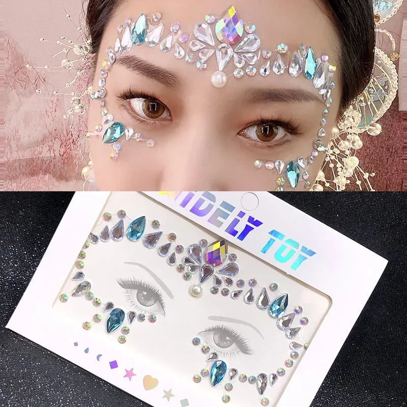 Crystal Face Gems Rhinestone Temporary Tattoo Stickers Face Gem Stickers PLUSH A7