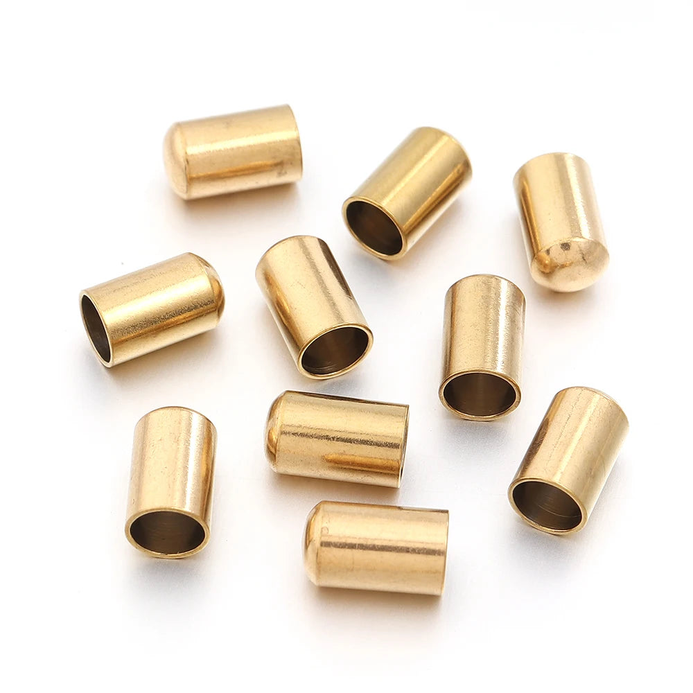 Stainless Steel Crimp Cord End Caps DIY Jewelry – 10/20pcs Jewelry Findings PLUSH Gold 5mm 10pcs