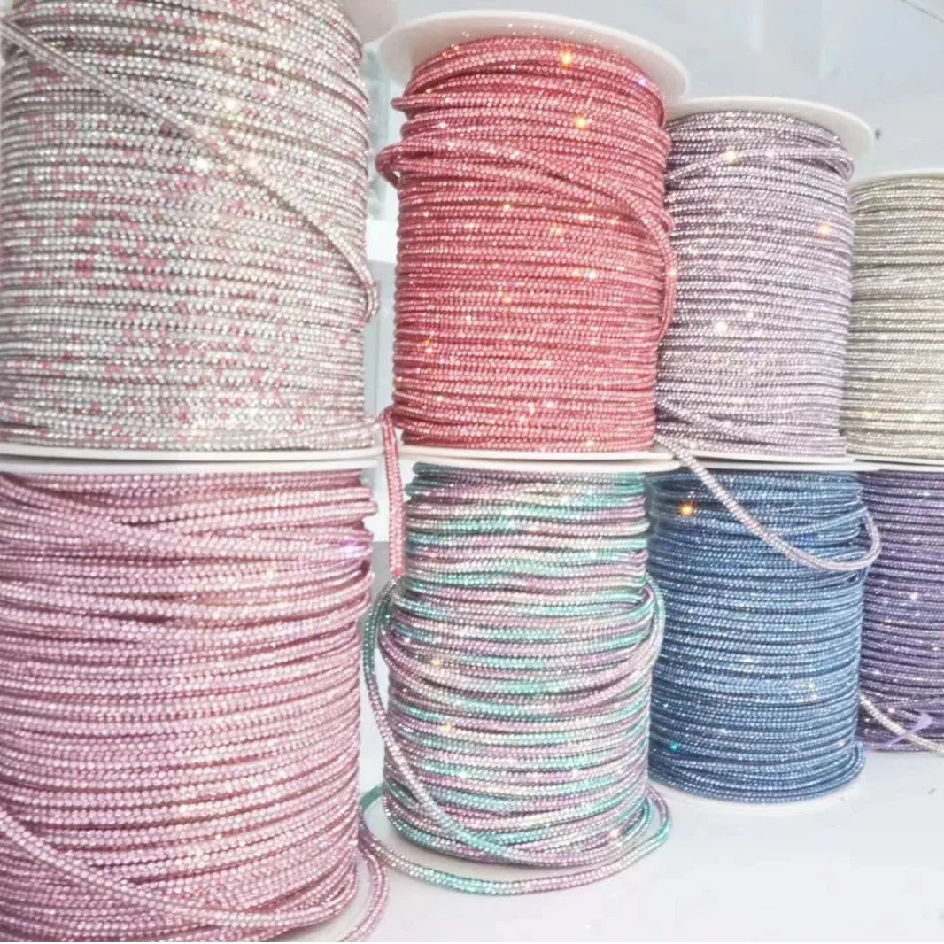 50 Yards 4mm Glass Rhinestone Rope Crystal Cord Trim – DIY Rhinestone Cord Trim PLUSH